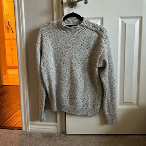 Mock Neck Sweater with Button Detail